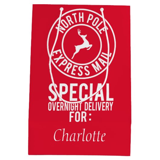 Medium Rood & Wit Noordpool Express Mail Naam Medium Cadeauzakje (Achterkant)