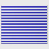 Medium Royal Blue en White Stripes Wrapping Paper Cadeaupapier (Vlak)