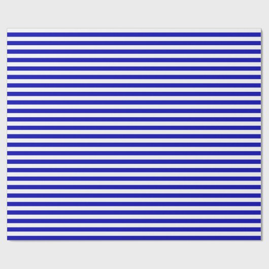 Medium Royal Blue en White Stripes Wrapping Paper Cadeaupapier (Vlak)