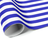 Medium Royal Blue en White Stripes Wrapping Paper Cadeaupapier (Rol Hoek)