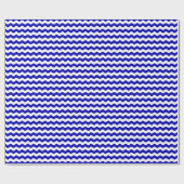 Medium Royal Blue en White Waves Wrapping Paper Cadeaupapier (Vlak)