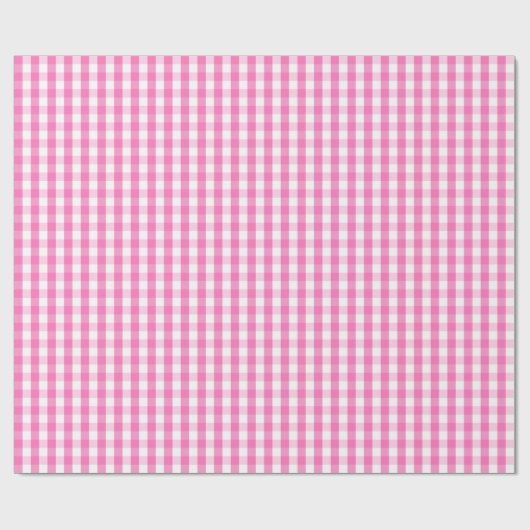 Medium roze en wit gingham pakpapier (Vlak)