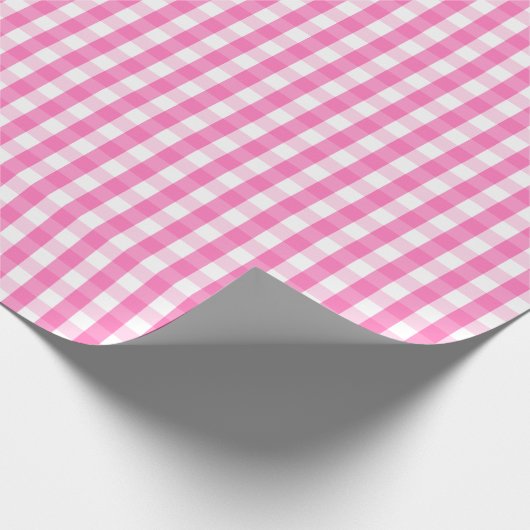 Medium roze en wit gingham pakpapier (Hoek)
