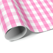 Medium roze en wit gingham pakpapier (Rol Hoek)