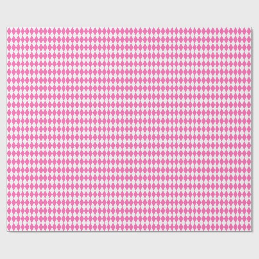 Medium roze en wit Harlequin Wrapping Paper Cadeaupapier (Vlak)