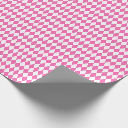 Medium roze en wit Harlequin Wrapping Paper Cadeaupapier (Hoek)