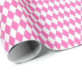 Medium roze en wit Harlequin Wrapping Paper Cadeaupapier (Rol Hoek)