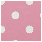 Medium Roze Witte Polka Dots (groot) Stof (Close Up)