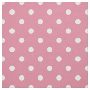 Medium Roze Witte Polka Dots Stof