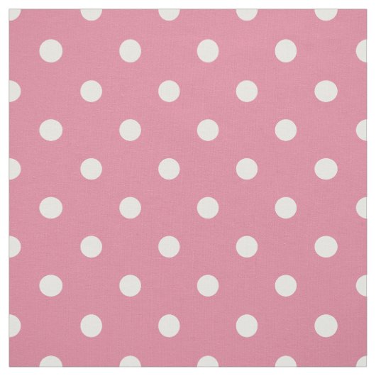Medium Roze Witte Polka Dots Stof (Swatch)