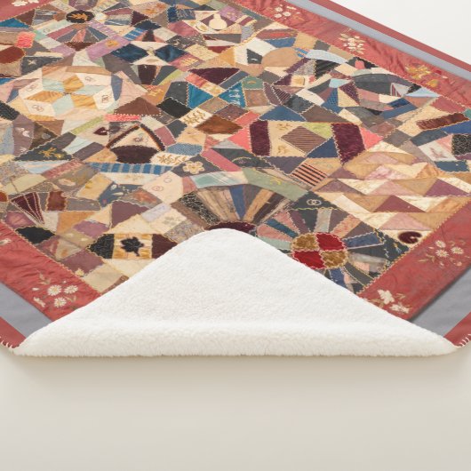 Medium rustieke Crazy Patchwork Quilt Sherpa Deken (3/4)