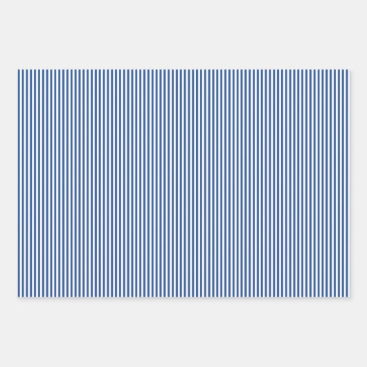 Medium saffier blauw & witte strepen inpakpapier vel (Voorkant 3)