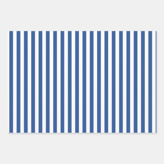 Medium saffier blauw & witte strepen inpakpapier vel (Voorkant 2)