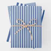Medium saffier blauw & witte strepen inpakpapier vel (In situ)