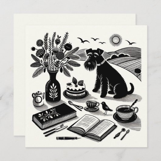 Medium Schnauzer Note Kaart Notitiekaartje (Voorkant / Achterkant)