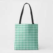 Medium Shamrock Green en White Gingham Check Tote Bag (Voorkant)