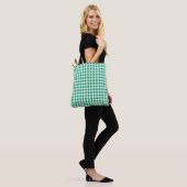 Medium Shamrock Green en White Gingham Check Tote Bag (Op model)