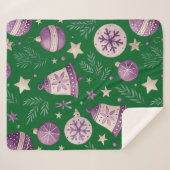 Medium Sherpa Blanket – Paarse kerstbellen & S Sherpa Deken (Voorkant (horizontaal))