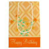 Medium Sinaasappel Bloemen Happy Birthday Gift Bag Medium Cadeauzakje (Achterkant)