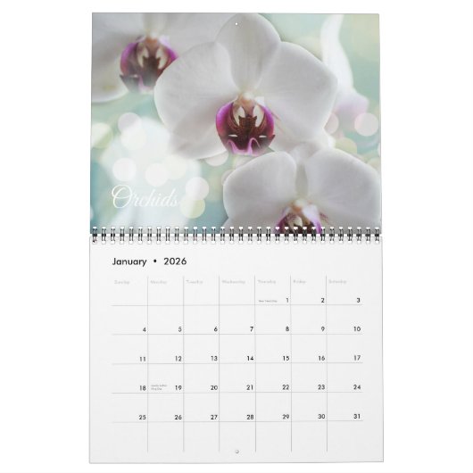 Medium Size Beautiful Flowers Calendar Kalender (Jan 2026)