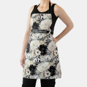 Medium Size Girly Zwart en Wit Bloemen Schort (Insitu)