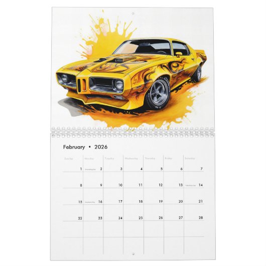 Medium Size Hot Rods Calendar Kalender (Feb 2026)