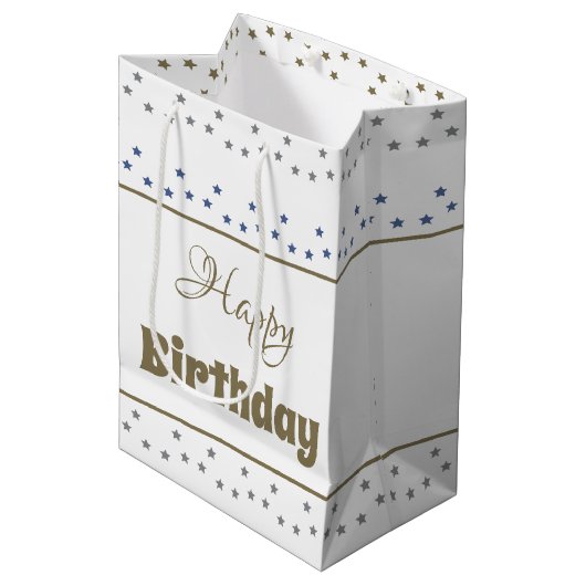 Medium Size Star Patroonpapier Verjaardag Gift Bag Cadeauzakje (Voorkant Gekanteld)