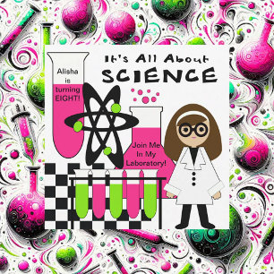 Medium Skin Meisje Wetenschap Lab Verjaardag Uitno Kaart