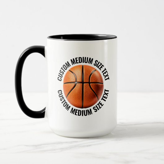 Medium Tekst ZWART Combo 15oz Aangepaste Basketbal Mok (Links)