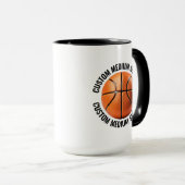 Medium Tekst ZWART Combo 15oz Aangepaste Basketbal Mok (Voorkant rechts)