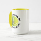 Medium Text GEEL Combo 15oz Aangepaste Tennis Mok (Voorkant links)