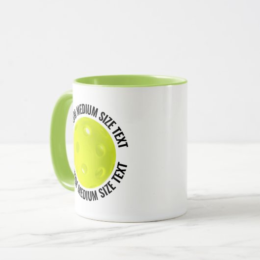 Medium Text LIME Combo 11oz Aangepaste Pickleball Mok (Voorkant links)