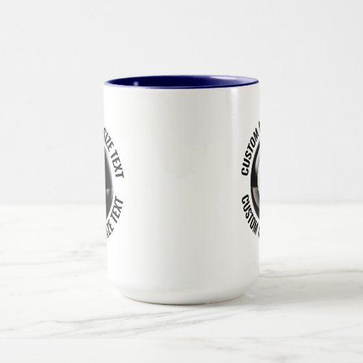 Medium Text NAVY BLauw Combo 15oz Aangepaste 8 Bal Mok (Midden)