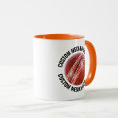 Medium Text ORANGE Combo 11oz Aangepast Cricket Mok (Voorkant rechts)