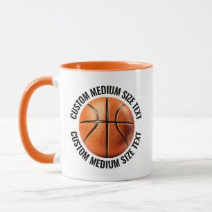 Medium Text ORANGE Combo 11oz Aangepaste Basketbal Mok