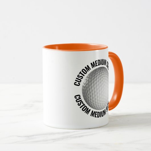 Medium Text ORANGE Combo 11oz Aangepaste Golf Mok (Voorkant rechts)