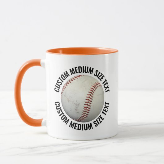 Medium Text ORANGE Combo 11oz Custom Honkbalpetje Mok (Links)