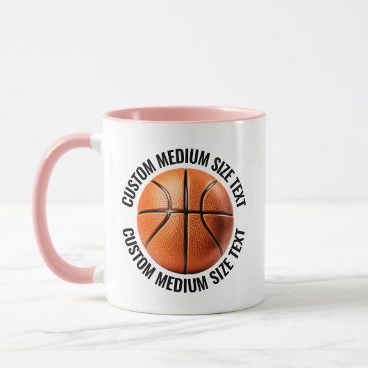 Medium Text ROZE Combo 11oz Aangepaste Basketbal Mok (Links)