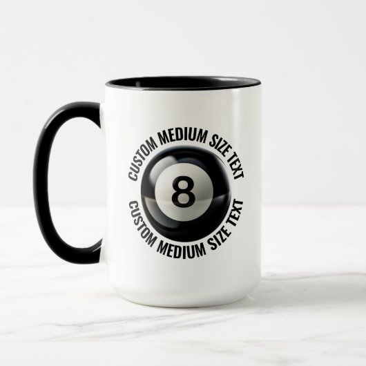 Medium Text ZWART Combo 15oz Custom 8 Ball Mok (Links)