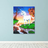 Medium uitgerekt canvas printfantasie Unicorn (Insitu (Houten vloer))