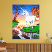 Medium uitgerekt canvas printfantasie Unicorn (Insitu (Woonkamer))