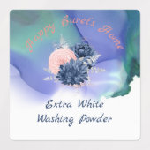 Medium vierkant waterdicht label met bloemen (Design 2)