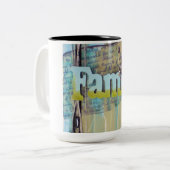 Medium voor familie gemengd tweekleurige koffiemok (Voorkant links)