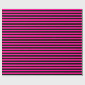 Medium warmroze en zwarte stripes omslagpapier cadeaupapier (Vlak)