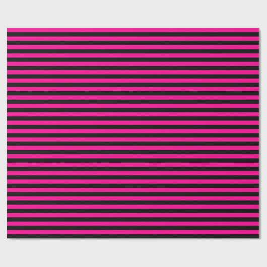 Medium warmroze en zwarte stripes omslagpapier cadeaupapier (Vlak)