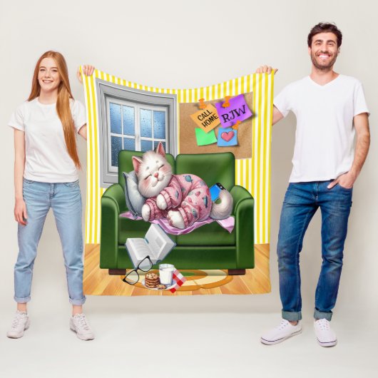 Medium WE LOVE YOU Kitten FLEECE DEKEN (In situ)