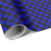 Medium zwart en Royal Blue Checkling Wrapping Pape Cadeaupapier (Rol Hoek)