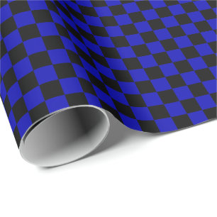 Medium zwart en Royal Blue Checkling Wrapping Pape Cadeaupapier