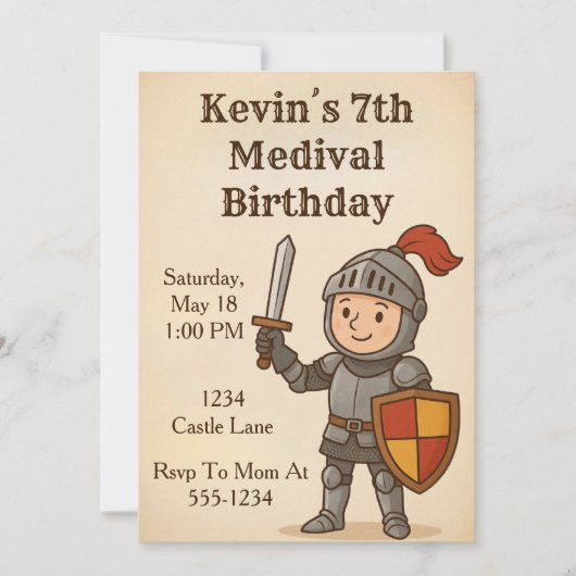 Medival Knight Birthday Kaart (Voorkant)