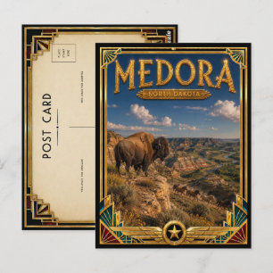 Medora North Dakota Vintage Art Deco Gouden Tijdpe Briefkaart